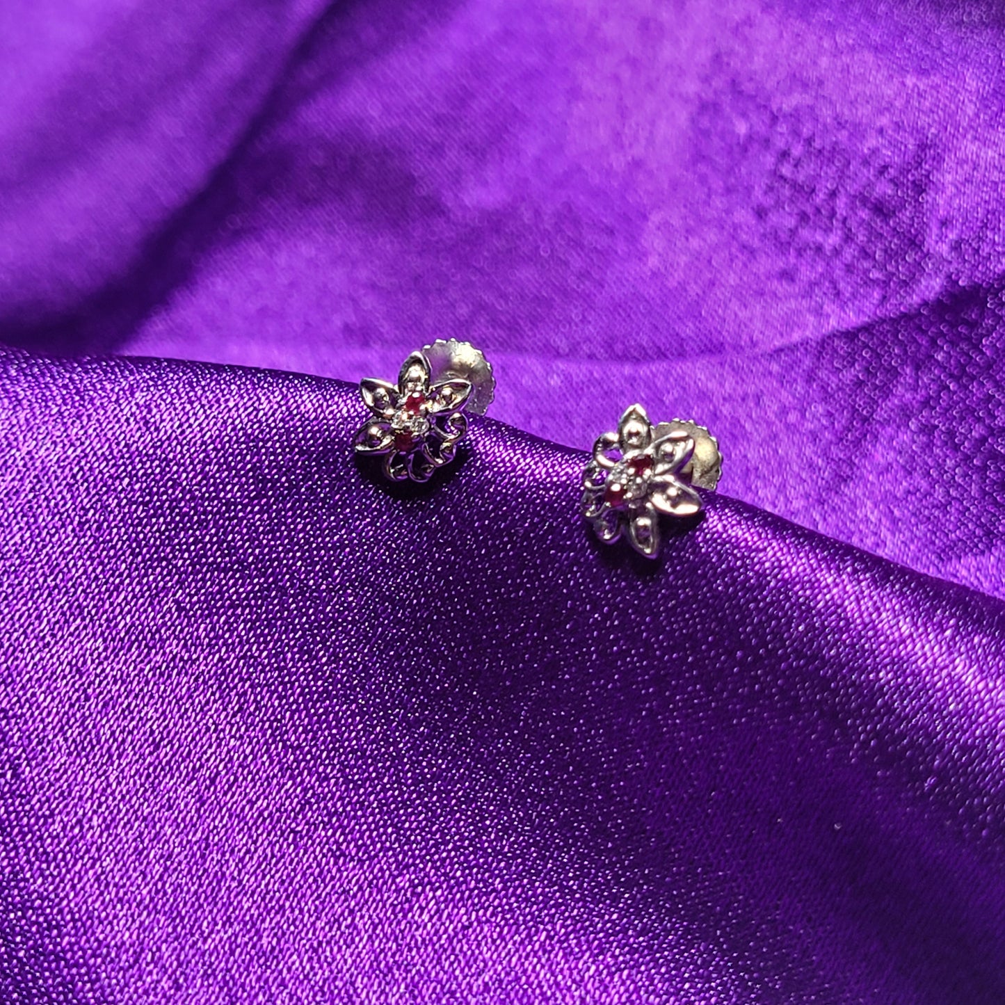 Elegant Silver Floral Stud Earrings