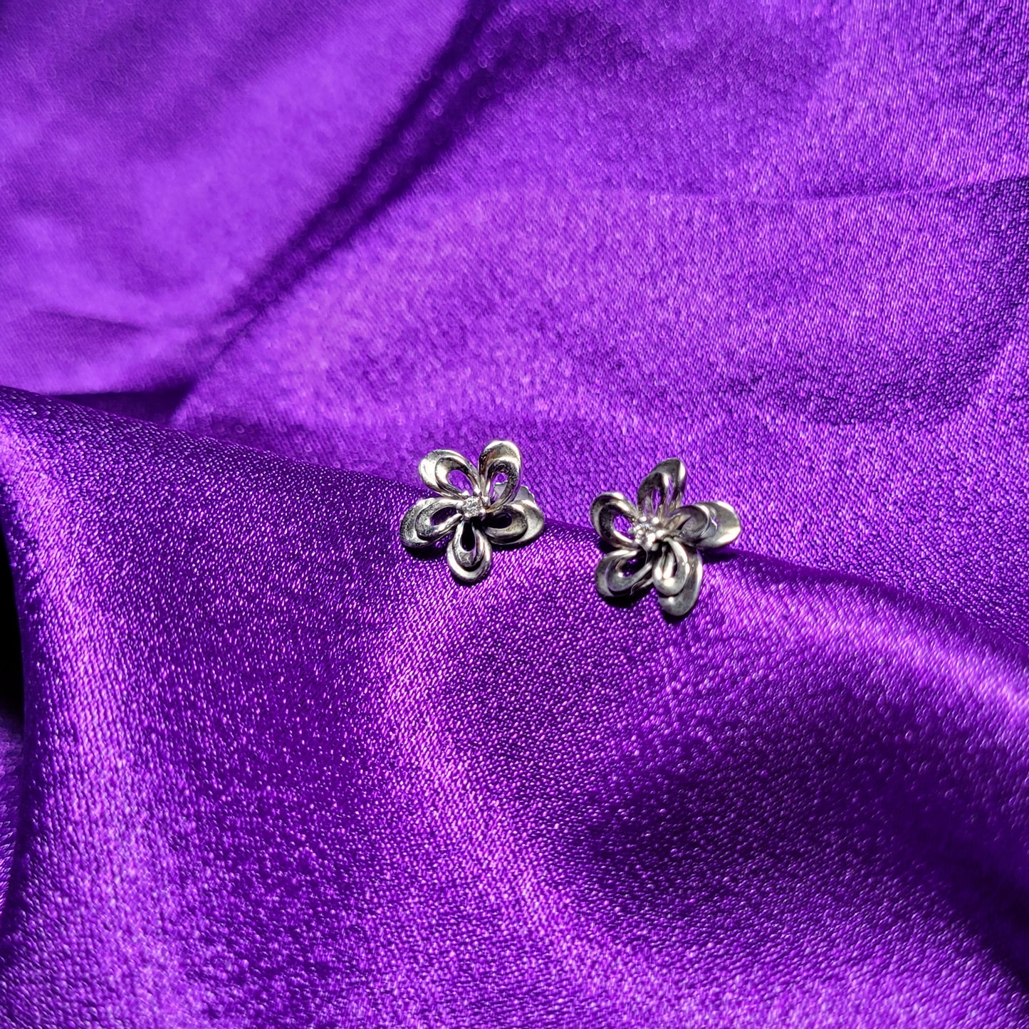 Floral Openwork Sterling Silver Earrings