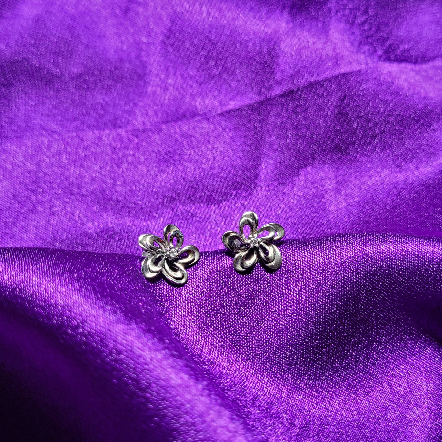 Floral Openwork Sterling Silver Earrings