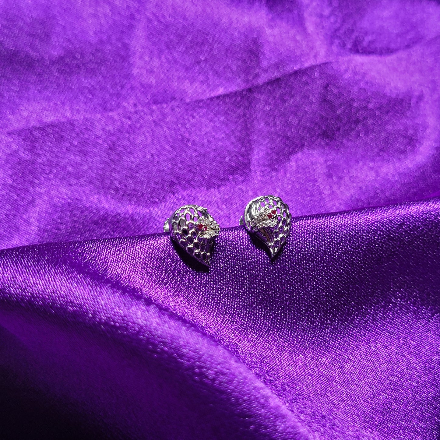 Textured Teardrop Mesh Silver Earrings