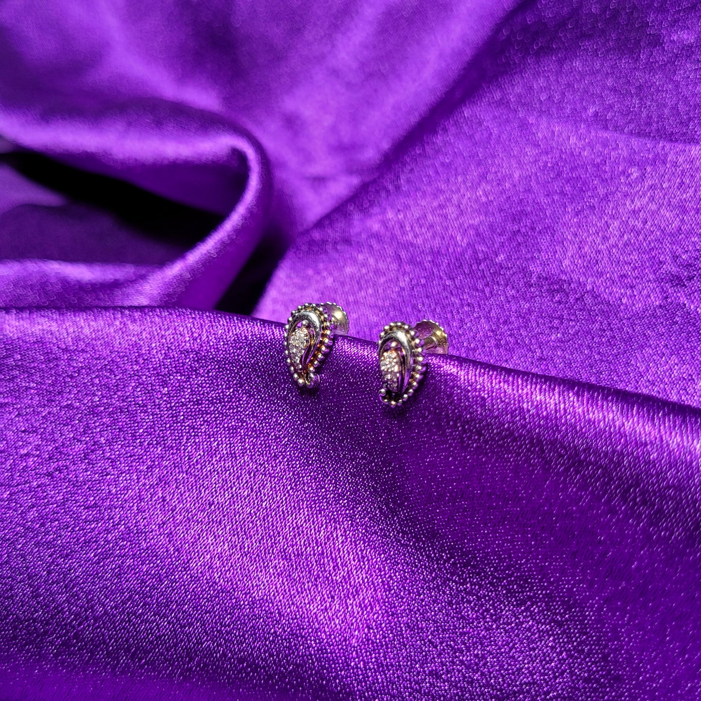 Paisley Charm Sterling Silver Earrings