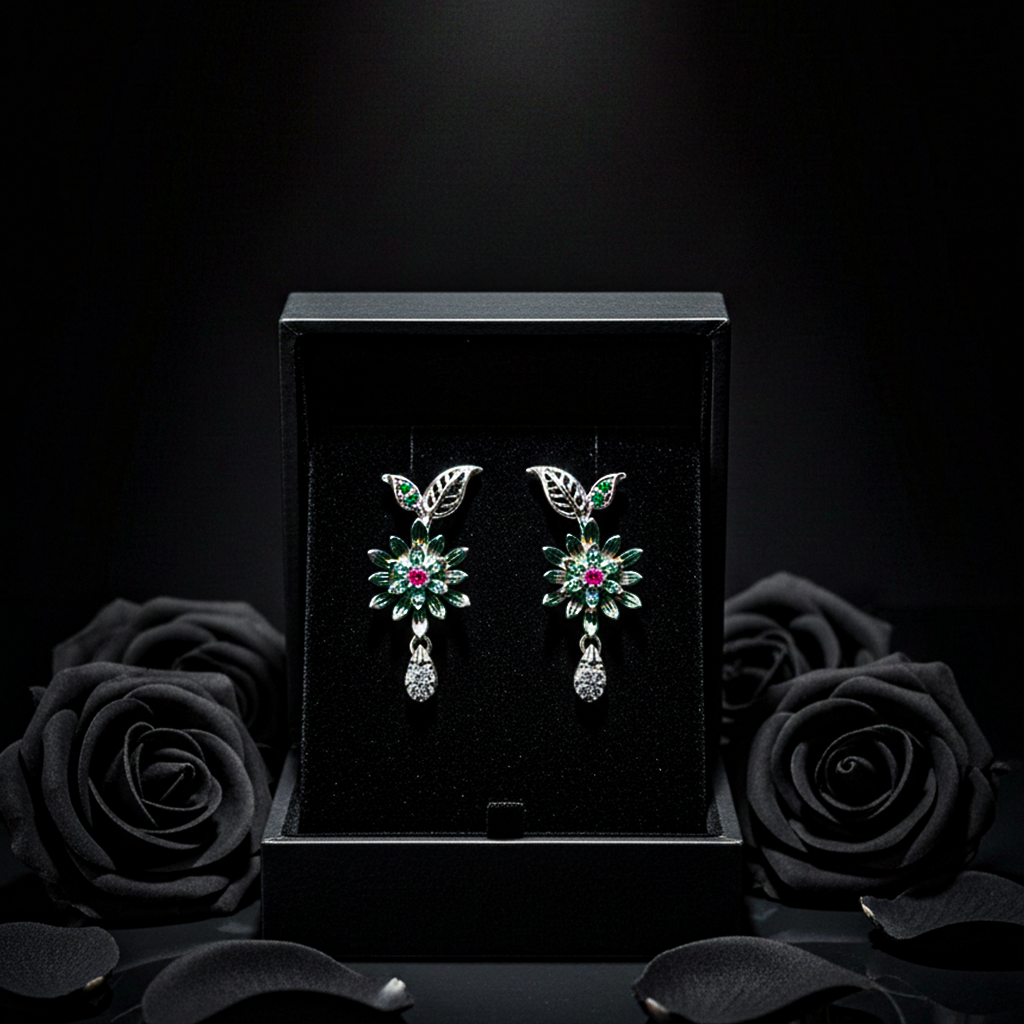 Diwali Dazzle — Sterling Silver Flame & Floral Duo