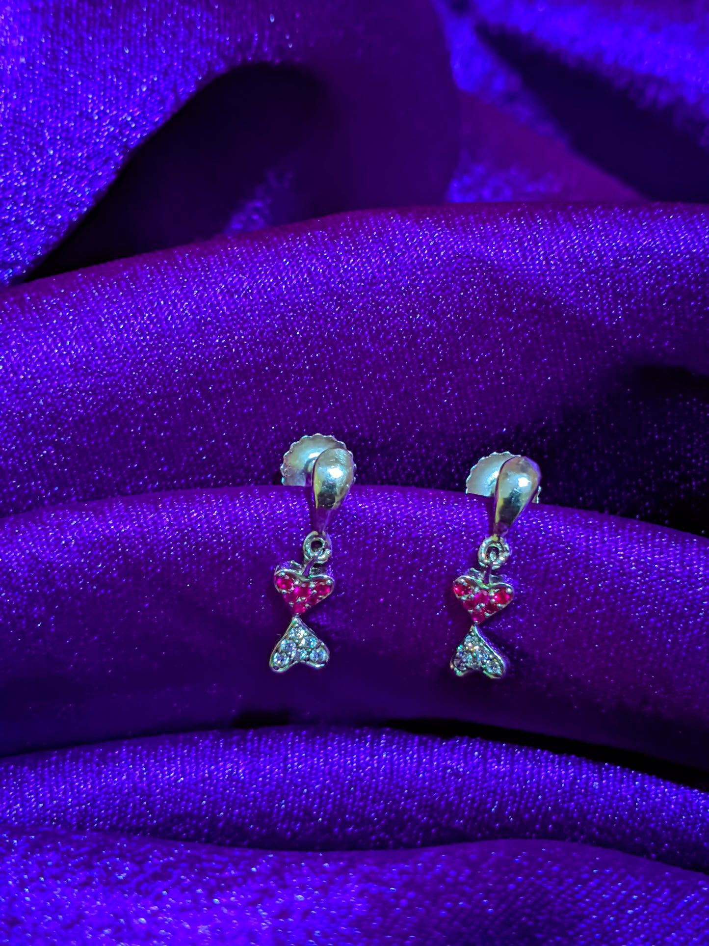 Dual Heart Sterling Silver Earrings