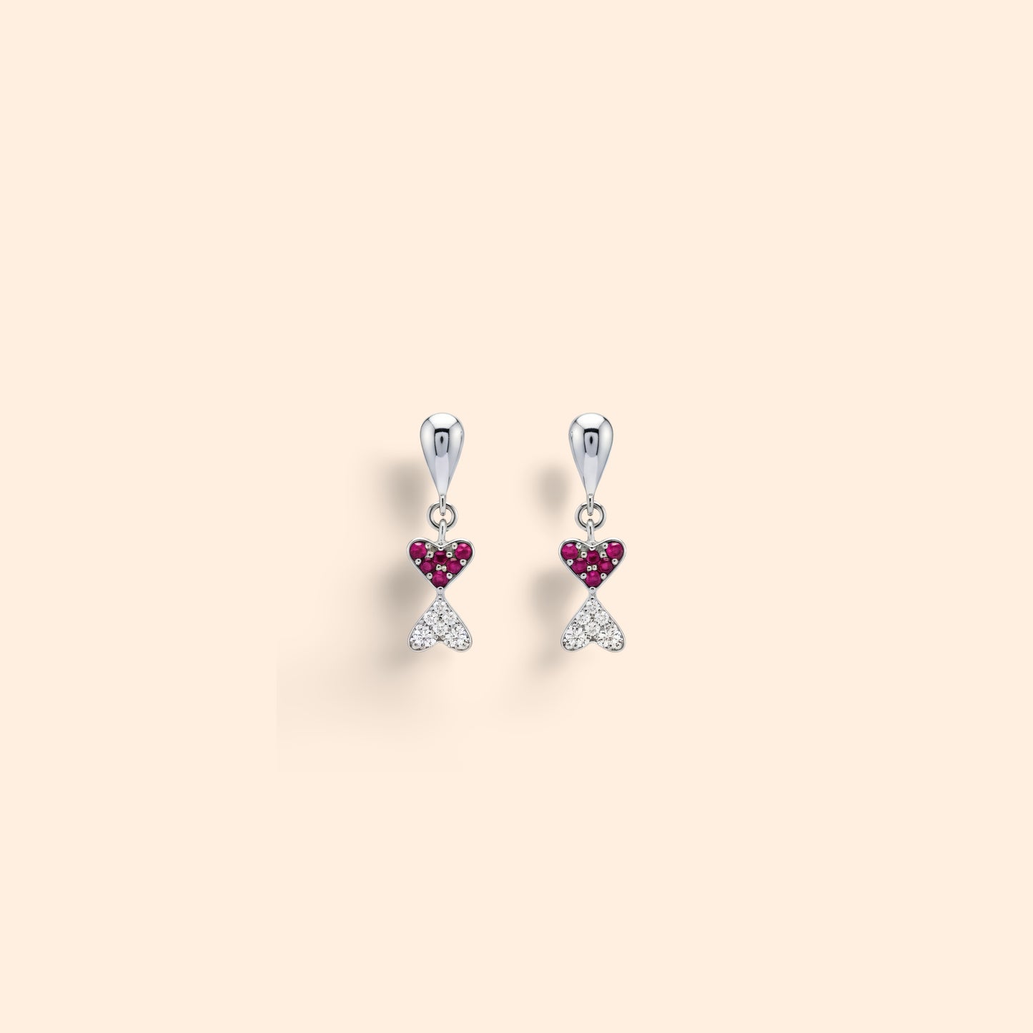 Dual Heart Sterling Silver Earrings