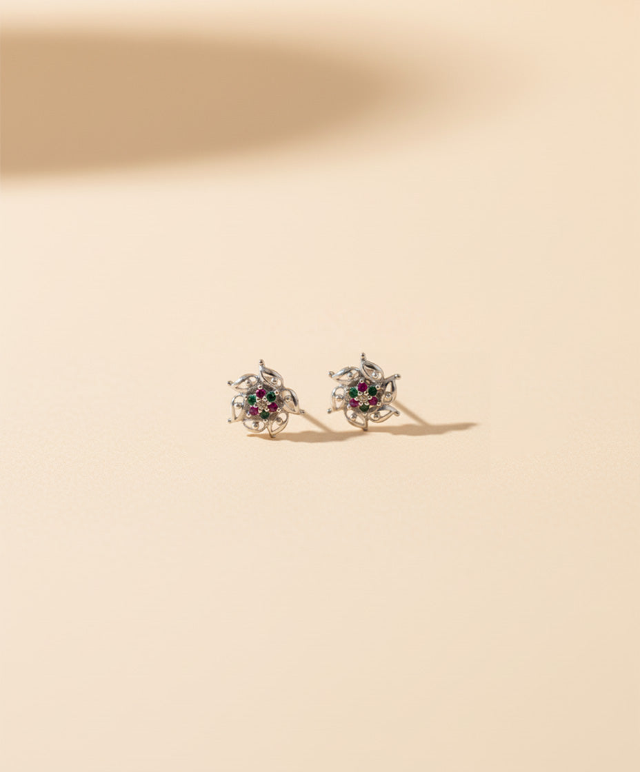 Floral Spark Sterling Silver Earrings