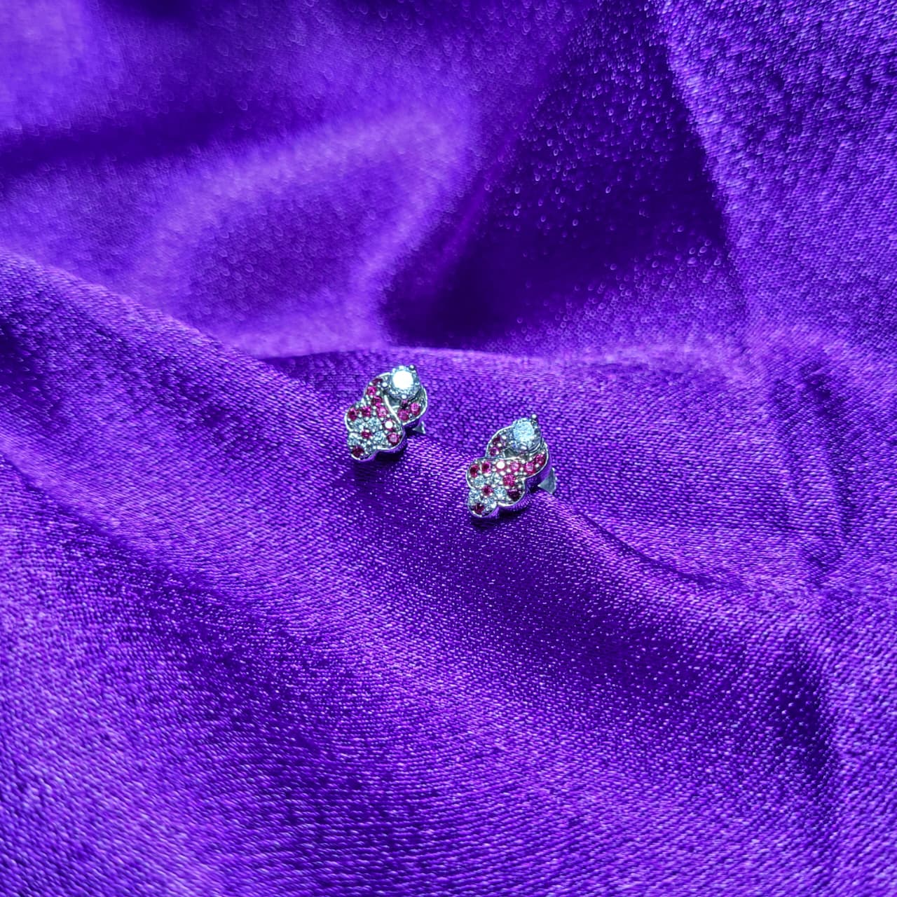 Infinity Sparkle Pink & White Gemstone Earrings