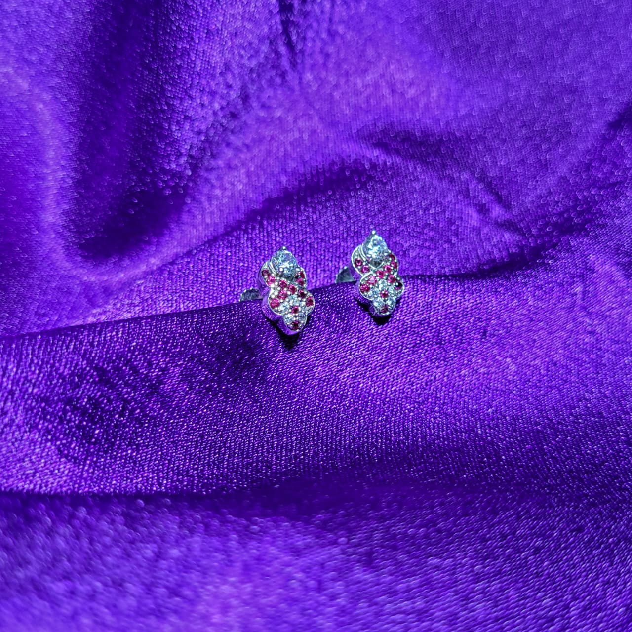 Infinity Sparkle Pink & White Gemstone Earrings