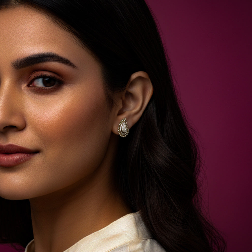 Paisley Charm Sterling Silver Earrings