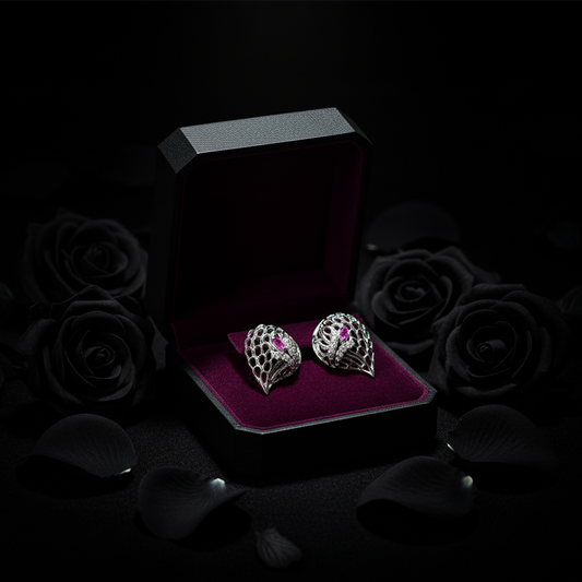 Textured Teardrop Mesh Silver Earrings