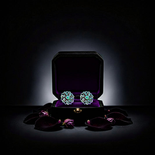 Vintage Floral Sterling Silver Stud Earrings