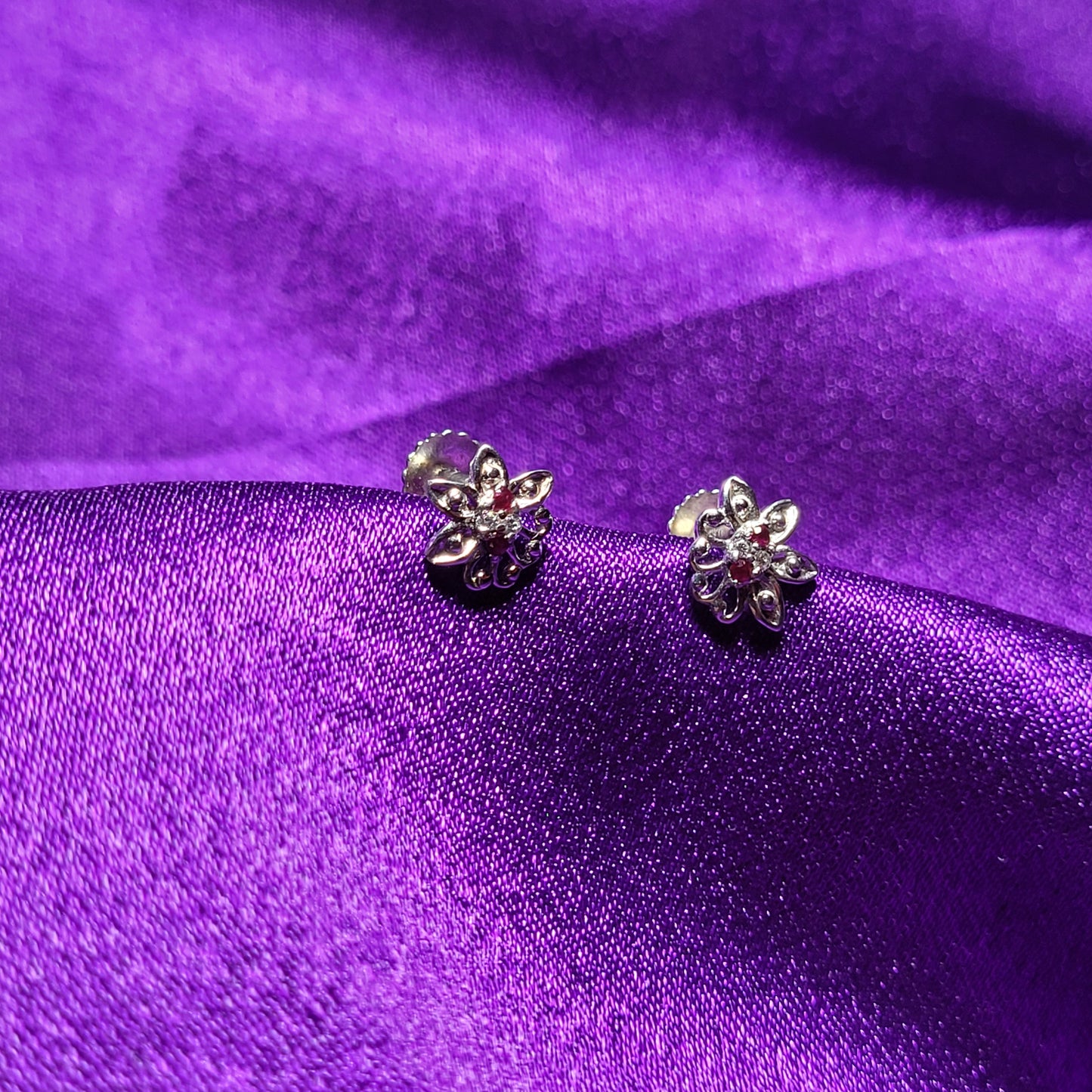 Elegant Silver Floral Stud Earrings