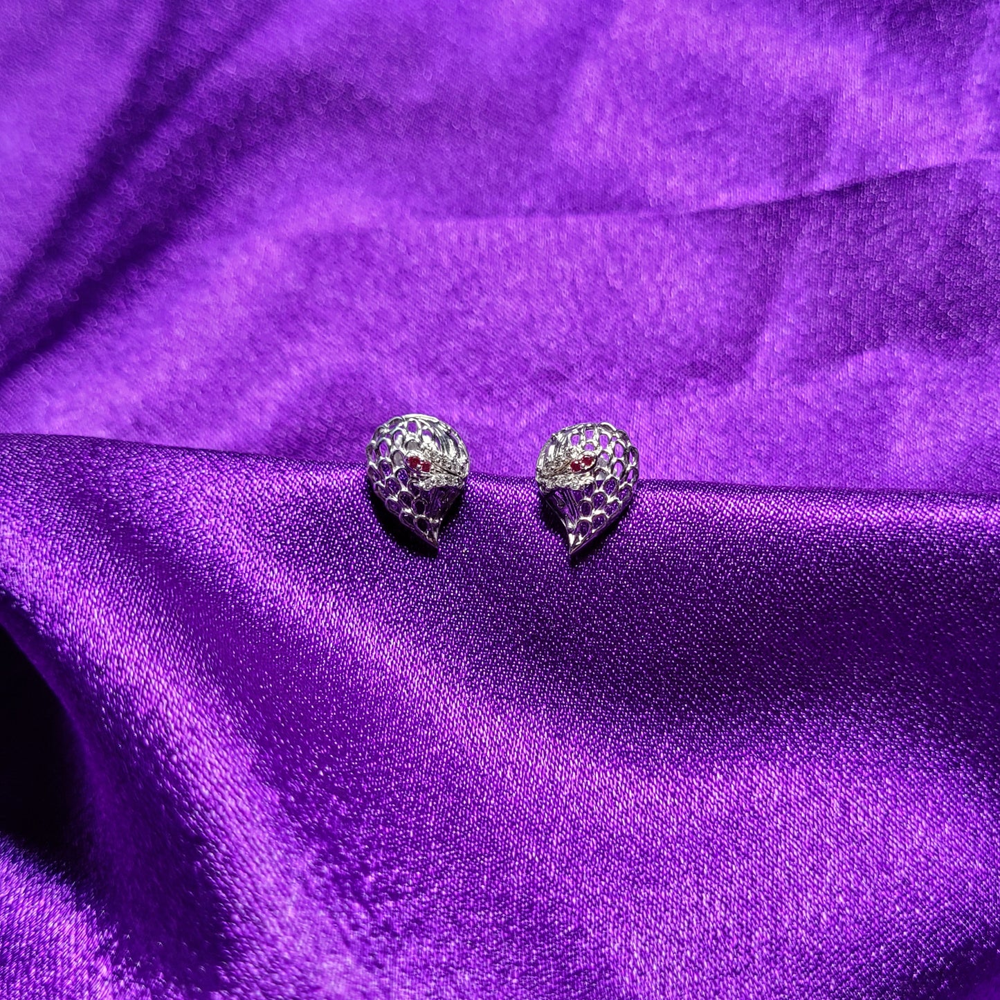 Textured Teardrop Mesh Silver Earrings