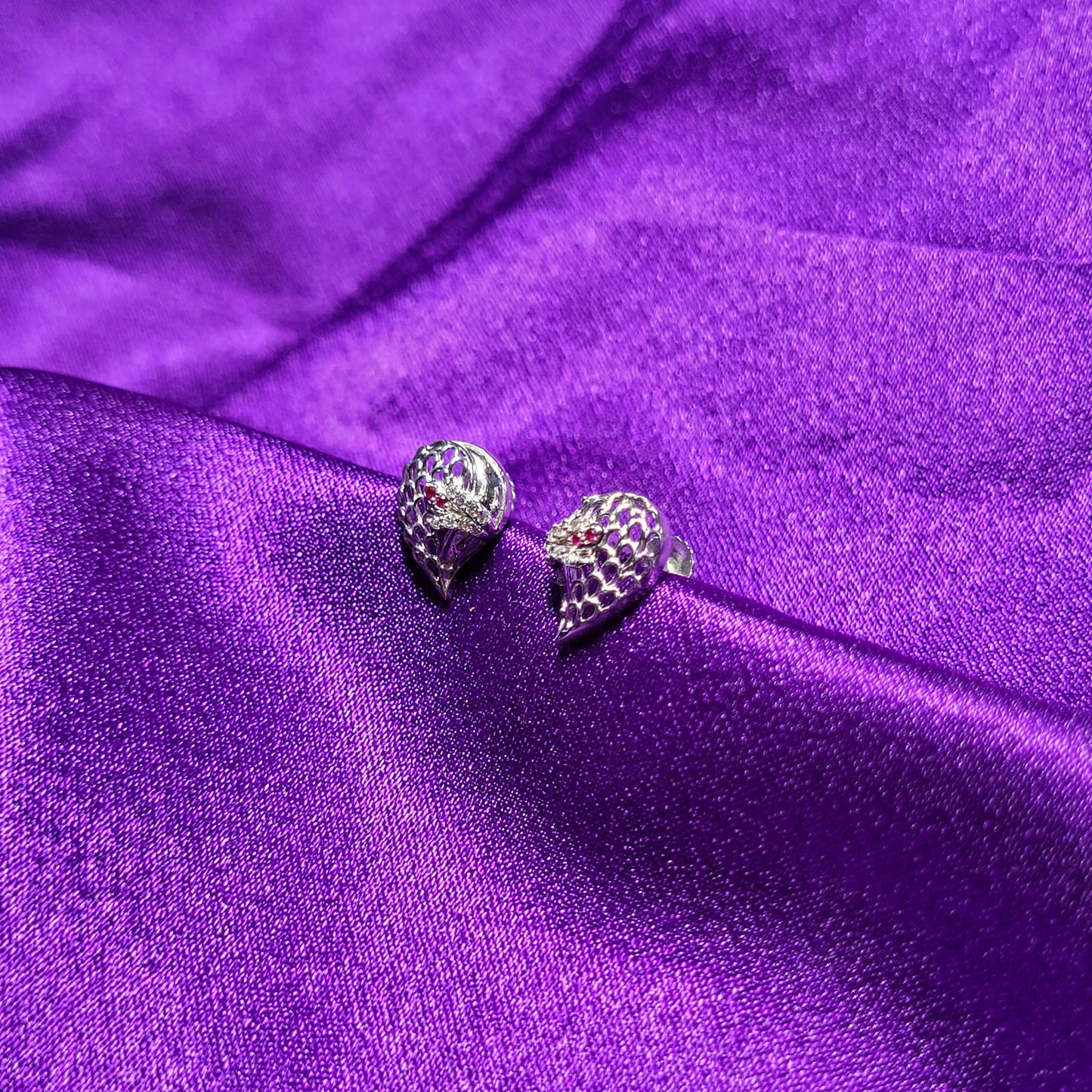 Textured Teardrop Mesh Silver Earrings