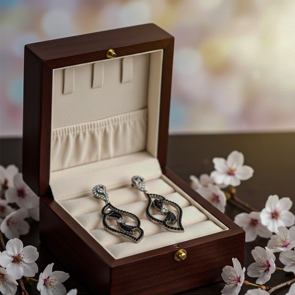 Black And White Vintage Inspired Teardrop Earrings