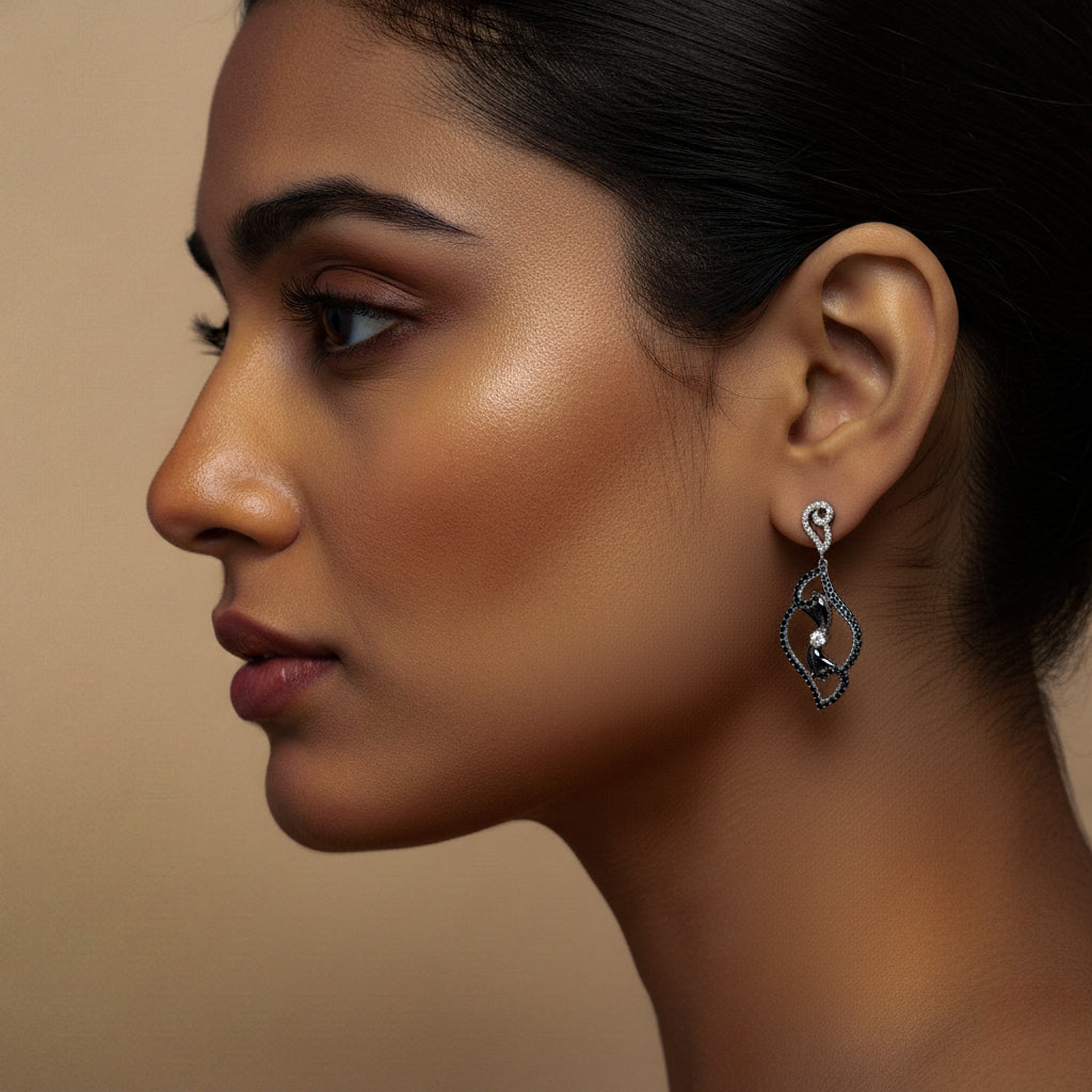 Black And White Vintage Inspired Teardrop Earrings