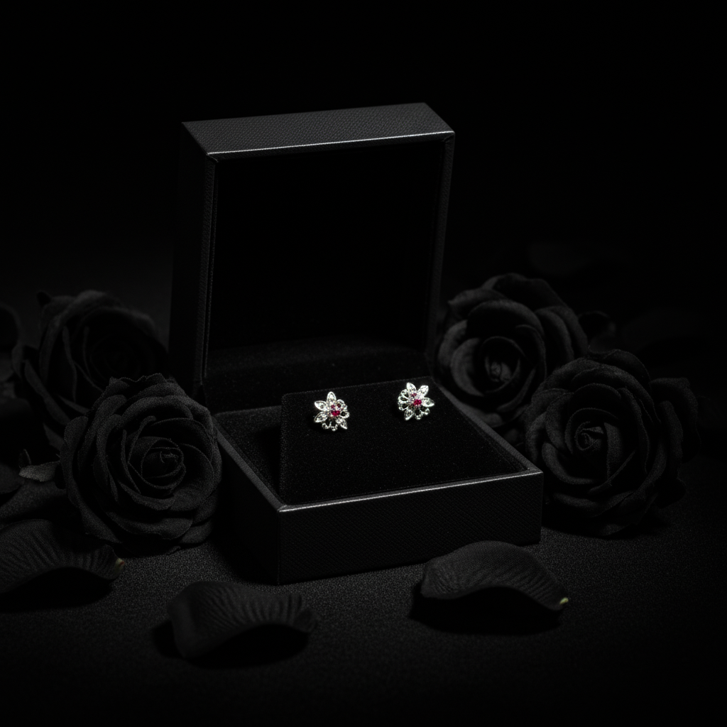 Elegant Silver Floral Stud Earrings