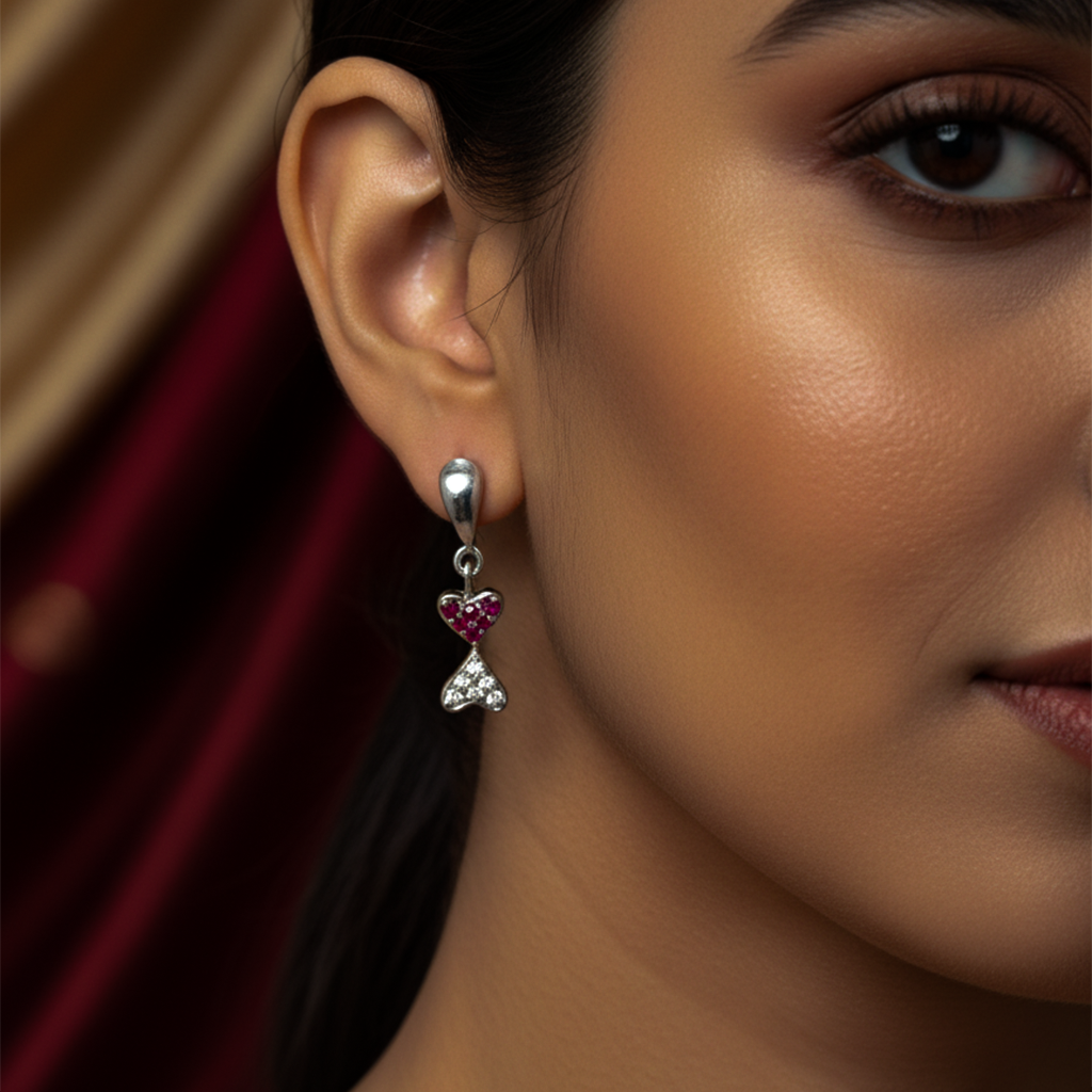 Dual Heart Sterling Silver Earrings