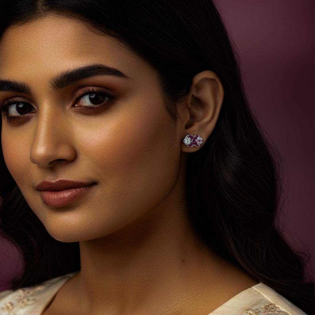 Infinity Sparkle Pink & White Gemstone Earrings