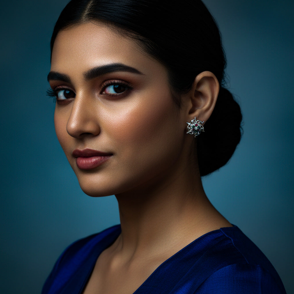 Floral Spark Sterling Silver Earrings