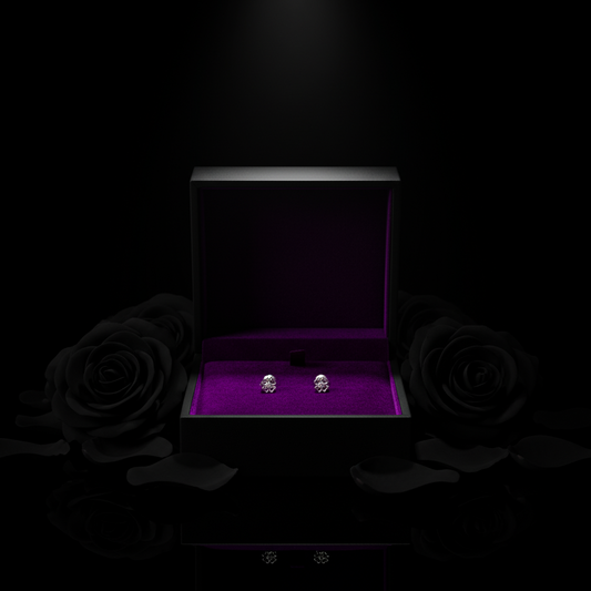 Silver Floral Stud Earrings with transparent curves