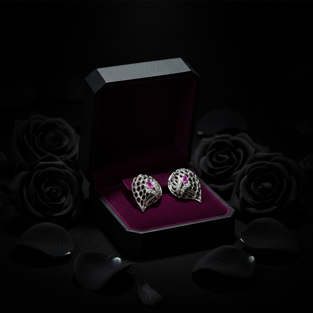 Textured Teardrop Mesh Silver Earrings