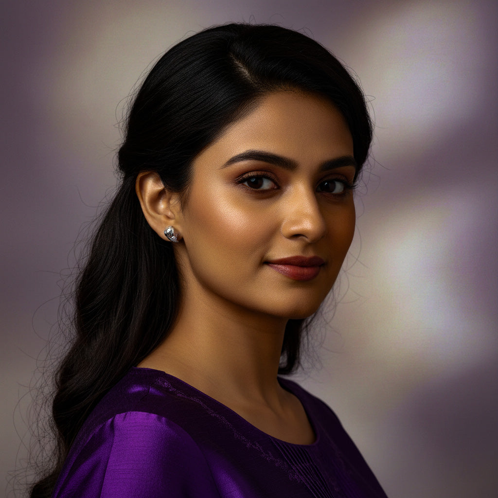 Heart & Wings Stud Earrings with White Gemstones